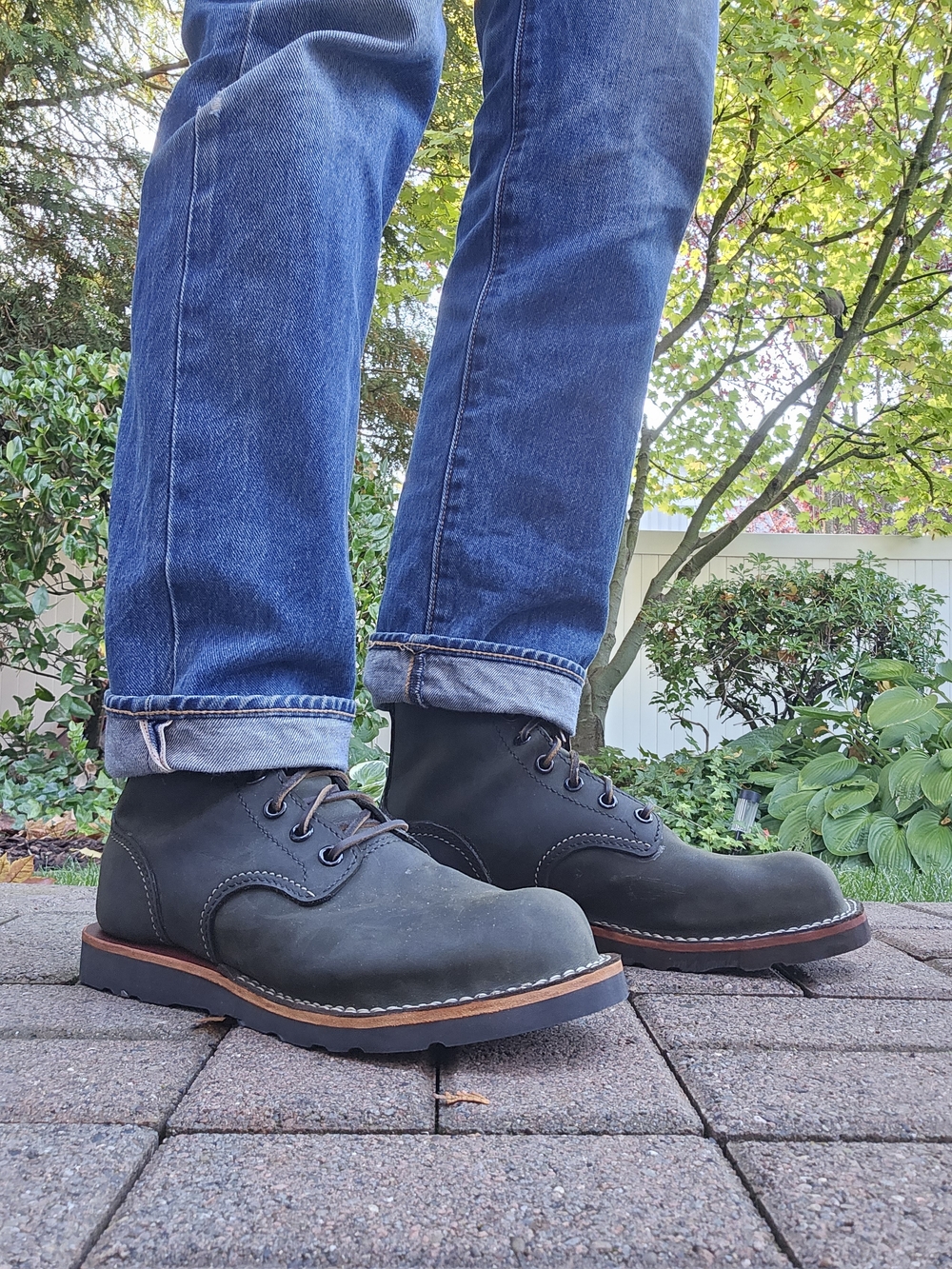 Handmade Olive Green Leather Work Boots - Classic Lace-Up - Picture 3 of 6